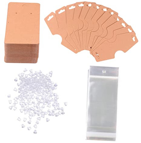 SEWACC 400 Stück Kraft-Ohrring-Karte Ohrringkartenhalter Ohrringkarten aus Papier Schmuck Karten Schmuckhalterkarten schmuck Display ohrring Karten Armbandkarten Schmuck-Displaykarten