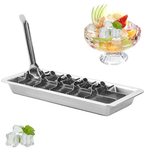 Bac À Glaçons - Glaçons Surgelés En Acier Inoxydable | Bac À Glaçons Avec Levier Inox | Machine À Glaçons En Acier Inoxydable | Fabrication De Moules À Glaçons Carrés Pour Congélateur | Fentes Amovibl
