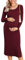 Ekouaer Robe de Maternité pour Séance Photo Robes de Grossesse à Manches Longues Col Rond Doux Cadeau pour Femme Enceinte, Vin Rouge, XL