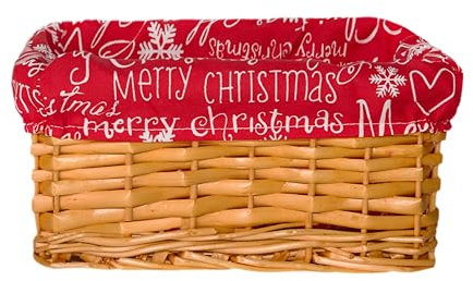 Wickerfield Red lined Honey Wicker Trays Retail Display Christmas Hampers for Gift Packaging (Honey, Small)