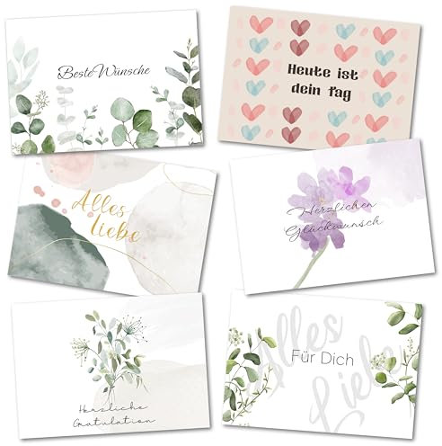 BIROYAL 12 Geburtstagskarten Set mit Umschlag - 148x105 mm Geburtstagskarte - Karte Geburtstag als Postkarten Set - Grußkarten für Glückwunschkarte - Hochwertige Happy Birthday Karte für Mann Frau