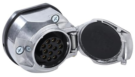 Woola Prise Remorque 13 Broches Metal avec Joint en Caoutchouc, 12V Étanche Connecteur Prise Remorque Femelle pour Caravanes et Remorques de Transport