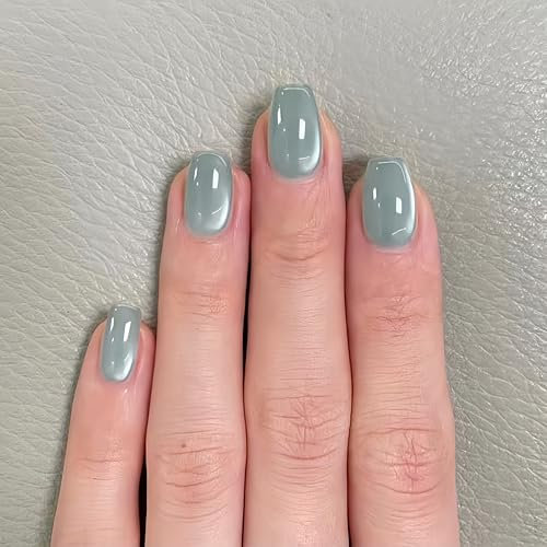 Glitter Light Green False Nails Medium, SXVME Cat Eye Press on Nails Short Medium Coffin, Sparkly Shiny Fake Nails, Cute Bling Glue on Nails Short Stick on Nails for Women Party Holiday Wear, 30 Pcs