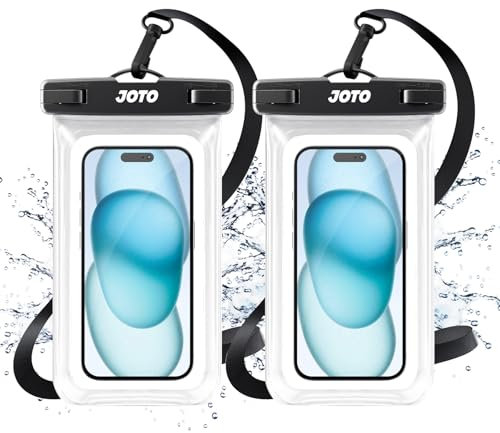 JOTO 2 Pack Waterproof Phone Pouch Cellphone Dry Bag Case for iPhone 16 15 14 13 12 Pro Plus Max XR X 8 7 6S SE, Galaxy S23 S22 S22+ S21 up to 7 -Clear
