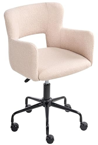 Beliani Bürostuhl Bouclé beige höhenverstellbar drehbar mit Armlehnen modern Sanilac
