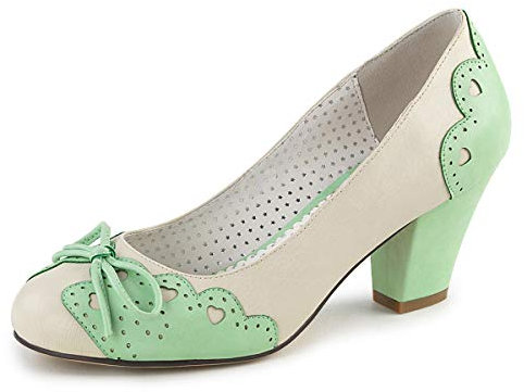 Pinup Couture Damen Pumps Wiggle-17 Creme-Mint Gr.38