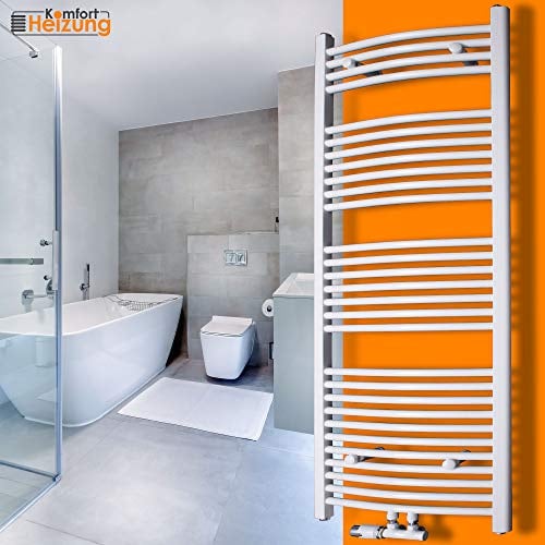 Gulfstream Komfort Badheizkörper 1500 x 600 mm in Weiß gebogen Hochwertiger Handtuchheizkörper Handtuchwärmer