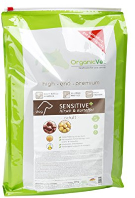 OrganicVet Hund Trockenfutter Sensitive + getreidefrei Hirsch & Kartoffel, 1er Pack (1 x 10 kg)