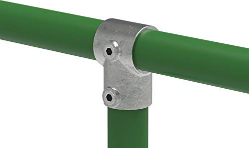 Fenau | T-Verbinder/T-Stück, Rohrverbinder, kurz, 90-Grad, Ø 26,9 mm, Temperguss galvanisiert, feuerverzinkt, inkl. Schrauben