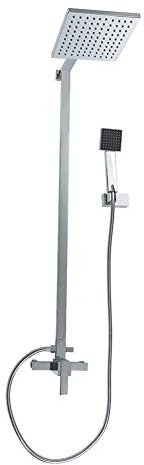 Wefun Barre de douche à double réglage de la température, colonne de douche, douche pluie en acier inoxydable, système de douche, pommeau de douche + douchette à main (double réglage de la