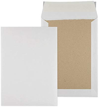 MASHPAPER Papprückwandtaschen Versandtaschen DIN B5 Weiß ohne Fenster mit Graupappe Verstärkung 450 g/m² 250 Stück