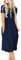 DB MOON Damen Sommer Casual Tshirt Kleider Kurze Ärmel Empire Taille Swing Kleid mit Taschen - Blau - Groß