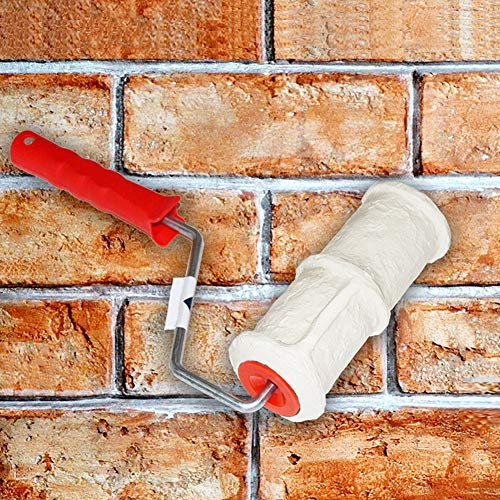 8 Inch Brick Embossing Roller for Wall Decoration, Imitation Brick Pattern Embossing Cylinder Painting Roller with Rubber Handle, Household DIY Paint Roller Art Brush