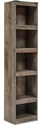 Signature Design by Ashley Trinell Rustic Entertainment Center Pier Bookcase with 3 Adjustable Shelves, Natural Brown