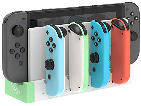 FYOUNG Controller Ladestation für Joy Con kompatibel mit Nintendo Switch & Switch OLED, Switch Ladestation Zubehör für JoyCons mit LED-Anzeige - Hellgrün&Weiß