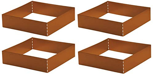 Premium Rasenkante Square 40x40 cm Corten Beetumrandung Rasenbegrenzung Beeteinfassung 4 Stück von Gartenwelt Riegelsberger