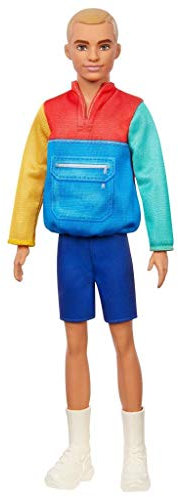 Barbie GRB88 - Ken Fashionistas Puppe in Blockfarben Jacke, Spielzeug für Kinder von 3 bis 8 Jahren