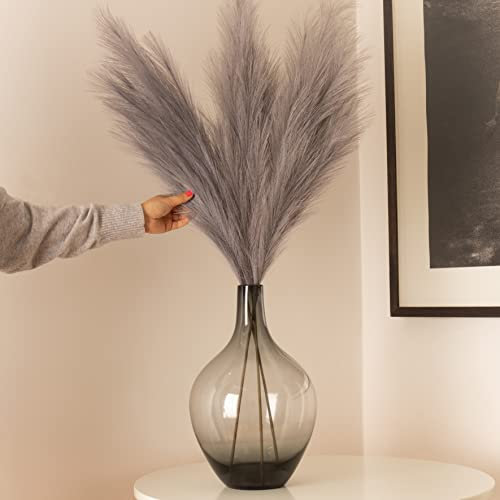 Herbe de Pampa Artificielle de 100 cm de Haut, Grande Herbe de Pampa Artificielle, 3 tiges de Plumes duveteuses, Plantes artificielles pour décoration bohème, Vase de Sol, Herbe de Pampa Artificielle