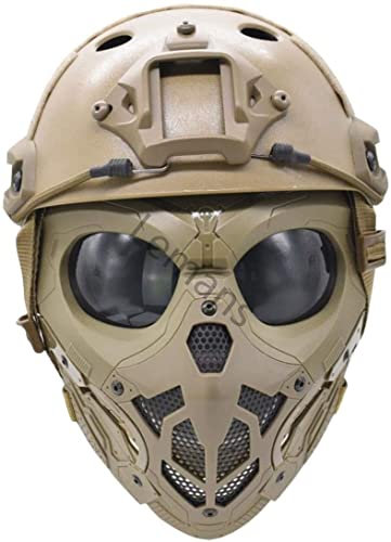 NC PJ Tactical Schnell Verstellbarer Airsoft Helm Und Maske Volle Schädelmaske Geeignet Für Airsoft Paintball, Cosplay Kostüm Party Schädel Vollmaske