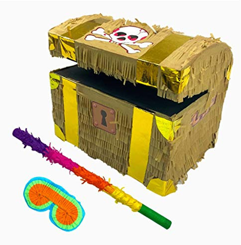 OPYTR Matroschkas Einzigartige Party - Piraten-Schatztruhe Pinata, Pinata Fortune-Box Pinata for Geburtstags-Party, Schatzkiste Pinata Neujahr, Weihnachten, Feste, Halloween Handgefertigt