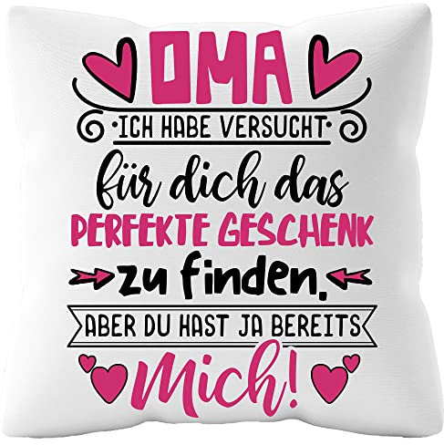 Urhome Kissenbezug mit Spruch Oma 40cm x 40cm Kissen ohne Füllung Dekokissen Weiß Kuschelkissen waschbar Kopfkissen Zierkissen Geschenk zum Geburtstag
