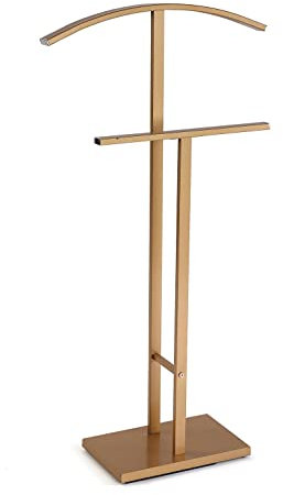 Versa Lund Valet de Nuit Multifonctionnel avec 2 Perchoirs Penderie pour Vêtements Homme ou Femme Valet de Chambre, Dimensions (H x l x L) 100 x 20 x 52 cm, Acier, Couleur: Or