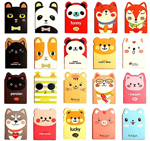 20 Stücke Mini Notizbuch Kinder, Pocket Notebook, Klein Notizbuch, Kleiner Notizblock, Taschen Notizbücher, Tier Mini Notizbuch, für Einsatz in Schule, Zuhause, Büro Mitschreiben (Zufälliger Stil)