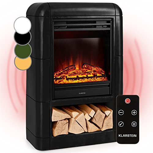 Klarstein Cheminée Electrique d'Intérieur, Chauffage Electrique de 1800W, Fausse Cheminée Decorative avec Effet Flamme en LED, Télécommande Inclus, Programmable, Minuterie, Thermostat Réglable