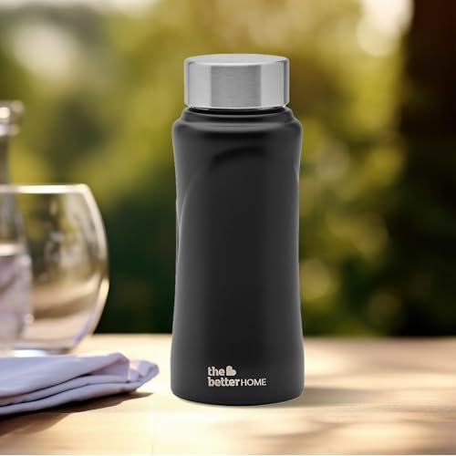 The Better Home Stainless Steel Water Bottle 500ml (Pack of 1) | Water Bottle for Kids and Adults | Rust Proof , Light Weight & Durable 500ml Water Bottle | Black……