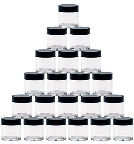 21pcs 10 Gram 10ml Jars, Sample Pots, Mini Jars With Lids, Clear Round Plastic Jar With 2 Mini Spatulas For Various Cosmetic Products, Samples, Eye Shadow Lip Balm, and Nail Powder