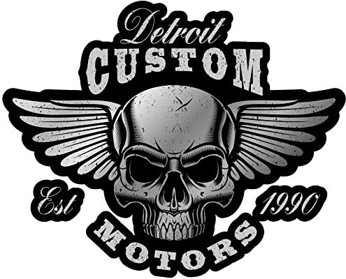 Samunshi Detroit Motors Aufkleber Autoaufkleber für Motorrad Fahrrad Roller oder Auto Sticker Chopper Hot Rod Bopper Enduro Motocross Rockabilly Vinta (20x16cm Detroit Motors)