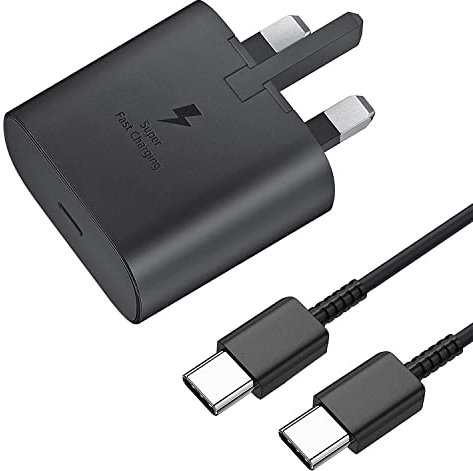 25W Charger Plug, USB C Fast Charging for Samsung Galaxy S24,S23,S22,S21,S20 Ultra,S20 FE,A54,A53,A34,A23,A15,A14,A04S, Moto G54,G73,G84, Pixel 7/8, Android Charge with Cable Type C - Black
