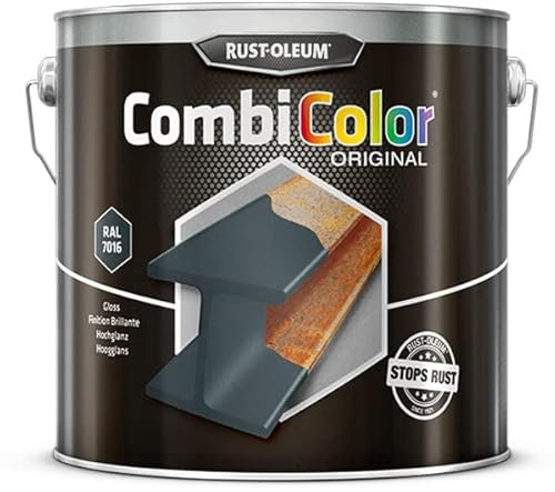 Rust-Oleum CombiColor® Original Couche de finition, Peinture monocouche pour protection des métaux (Pot 2.5L, Gris anthracite RAL7016)