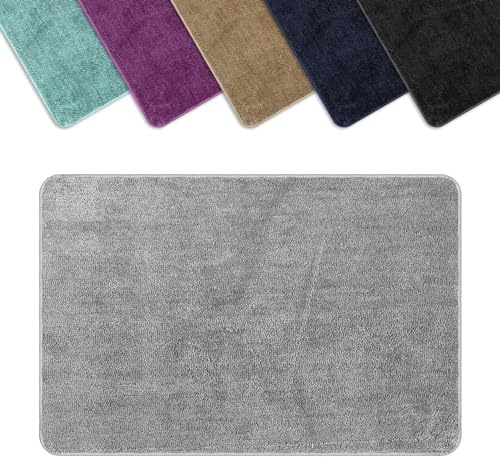 Vinsani Bath Mat Non-Slip 50 x 80cm, Anti-Mould Bathroom Shower Mat | Machine Washable Bathtub Mat, Ultra Soft & Super Absorbent Bathroom Rug - Light Grey