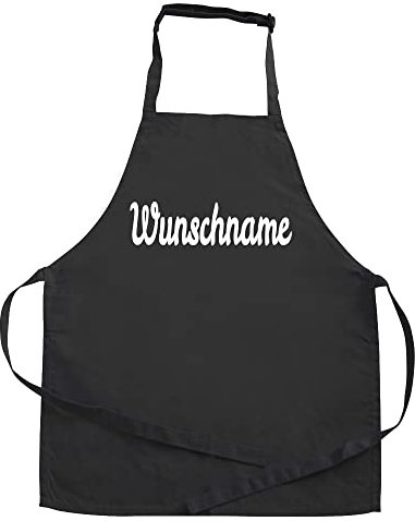 Elefantasie Personalisierte Schürze mit Name, Kochschürze für Backen, Kochen, Malen, Geschenkidee für Kinder und Erwachsene 11-99 Jahre schwarz