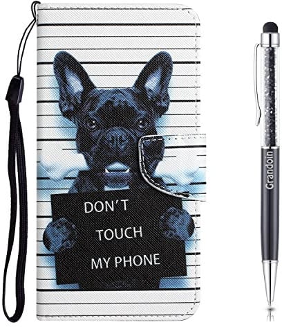 Grandoin Compatible with iPhone XR Case, Wallet Leather Flip Case with Card Holder Slots Magnetic Closure Kickstand Shockproof Protective Phone Case for iPhone XR (6.1 Inches) (Dog)