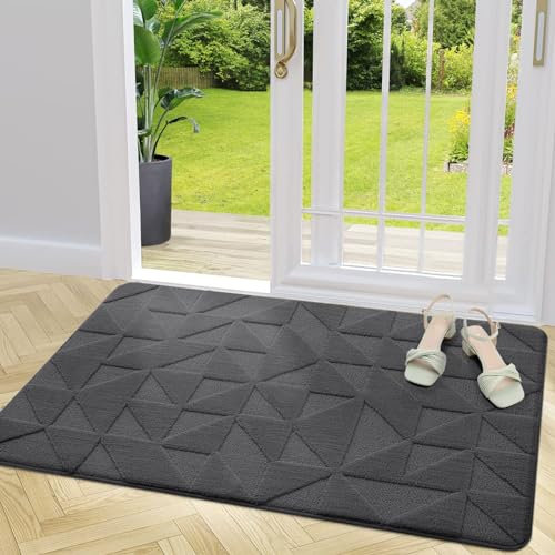 Homaxy Door Mats Indoor, 80 X 120 cm, Machine Washable Inside Door Mat, Dirt Trapper Soft Doormats, Super Absorbent Entrance Rug, Non-slip Floor Mat For Front Back Door, Pets and Dogs (Dark Grey)