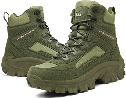 5.AA B2200 Wüste Armee Combat Patrol Tactical Einsatzstiefel mit Reissverschluss Seude Leder Jungle Stiefel Tactical Boot Grün 44EU