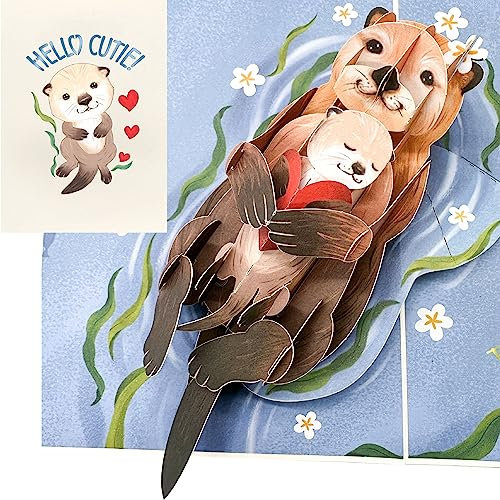 Liif Otter Pop-Up-Karte für Babyparty – für Jungen, Mädchen | mit Nachricht und Evenlop | Größe 17,8 x 12,7 cm