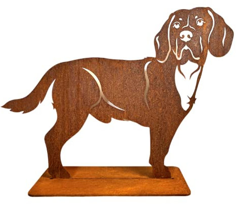 Terma Stahldesign Rost Hund Beagle 60 cm Lebensgroß Handmade Germany tolle Gartendeko aus Metall Figur deko Geschenk Rostfigur Garten deko Gartenfigur, hundegrab deko