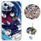 Compatible with iPhone 14 Case Demon -Slayer Giyuu Anime Design [With Keychain and 50pcs Stickers] Cartoon Transparent Soft Silicona Case for iPhone 14