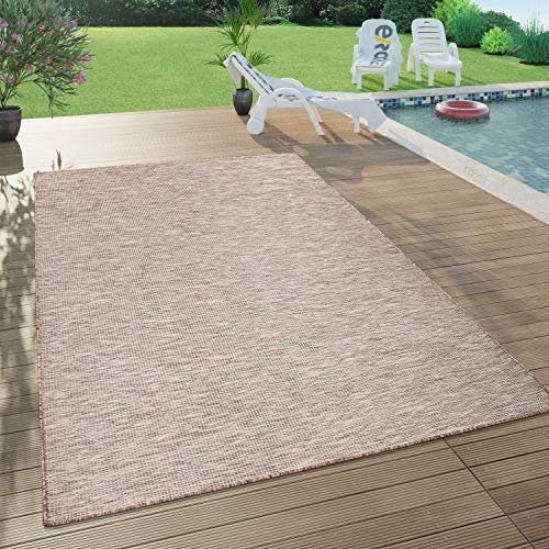 Paco Home Outdoor Teppich Balkon Terrasse Pastellfarben Flachgewebe Gartenteppich Modern, Grösse:160x220 cm, Farbe:Beige