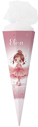 Striefchen® Personalisierte eckige Schultüte für Mädchen Motivwahl, 2 Größen 80 cm - Ballerina
