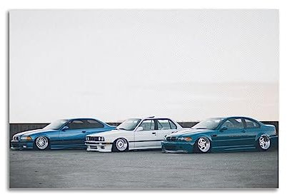 LADV Klassisches Sportwagen-Poster für BMW M3, E30, E36, E46, M3, Rennwagen, dekoratives Gemälde, Leinwand, Wandkunstwerke, Bild, 40 x 60 cm
