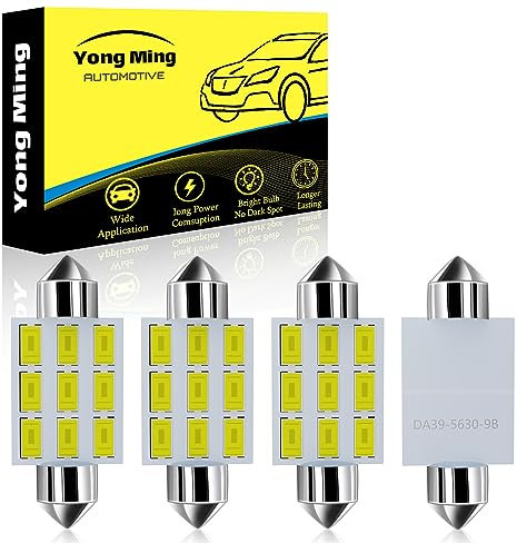 YONGMING 39mm Led Car Light Bulbs, 6500K 240LM Interior Car Lights c5w Bulb for Number Plate Lights Map Lamps, 4 pcs