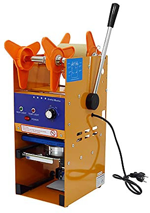300-500 Cups/H Bubble Tea Sealing Machine, 350W Plastic Lid Sealer, 90/95mm Cup Sealing Machine, Boba Tea Sealer for Beverage Shop, CE/FCC