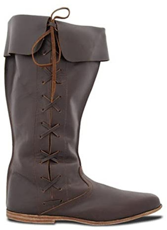 Renaissance Medieval Cosplay Boots - Medieval Boots - Stivali in Pelle PU per Cosplay Donna Uomo,Marrone,42