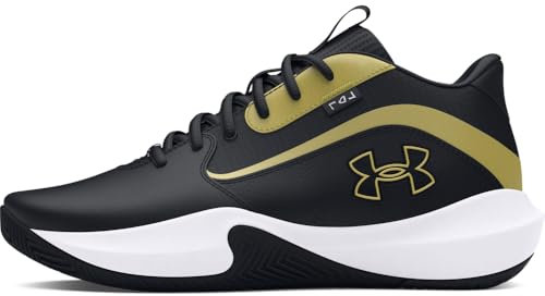 Under Armour UA Lockdown 7, Scarpa da Basket Unisex-Adulto, Black/Black/Metallic Gold, 39 EU