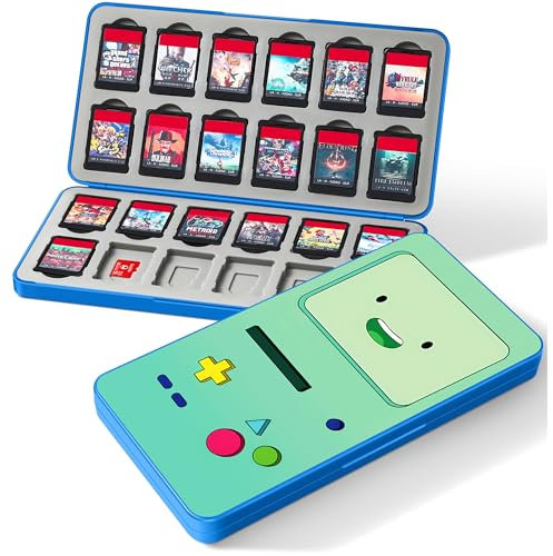 Koecya for Nintendo Switch Game Case with 24 Game Holder Slots and 24 SD Micro Card Slots for Nintendo Switch/Lite/OLED,Cute Cartoon Games Cartridge Cases for Boys Kids Girls Kawaii Storage Box, Green