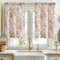 TOPICK Leinen Scheibengardinen Blumen Küchengardinen Landhausstil Modern Gardinen Vorhänge Kurz Bistrogardine für Frühling Wohnzimmer Badezimmer Kurzstores,2er Set 65 B x 90 H (cm),Rot auf Beige